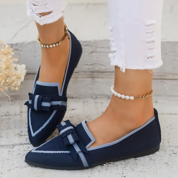 Comfortable Breathable Knitted Slip Solid Color Flats Loafers - Image 17