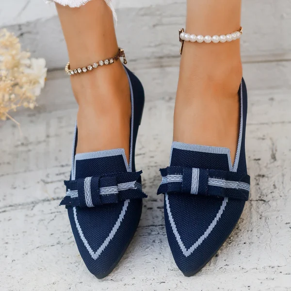 Comfortable Breathable Knitted Slip Solid Color Flats Loafers - Image 15