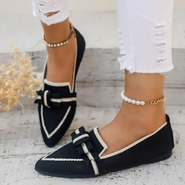 Comfortable Breathable Knitted Slip Solid Color Flats Loafers - Image 4