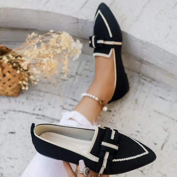 Comfortable Breathable Knitted Slip Solid Color Flats Loafers - Image 5