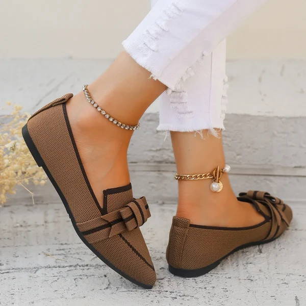 Comfortable Breathable Knitted Slip Solid Color Flats Loafers - Image 23