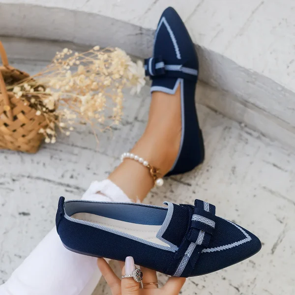 Comfortable Breathable Knitted Slip Solid Color Flats Loafers - Image 19