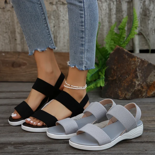 Casual Comfortable Elastic Cloth Wedge Lightweight Walking Sandals - Image 6