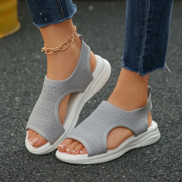 Comfortable Elastic Cloth Wedge Lightweight Walking Sandals - Image 12
