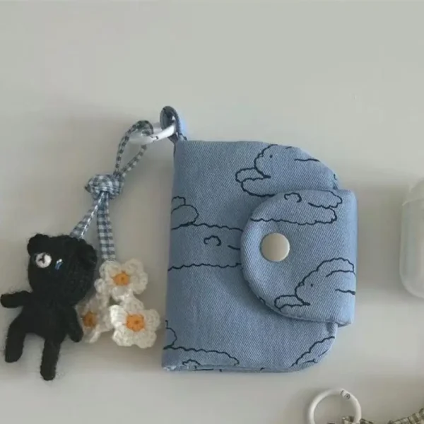 Cute Student Coin Casual Purse Card Simplicity Floral Card Holder Portable Cute Small Storage Bag Wallet - Image 2