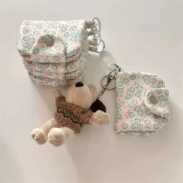 Cute Student Coin Purse Card Simplicity Floral Card Holder Portable Cute Small Storage Bag Wallet - Image 7