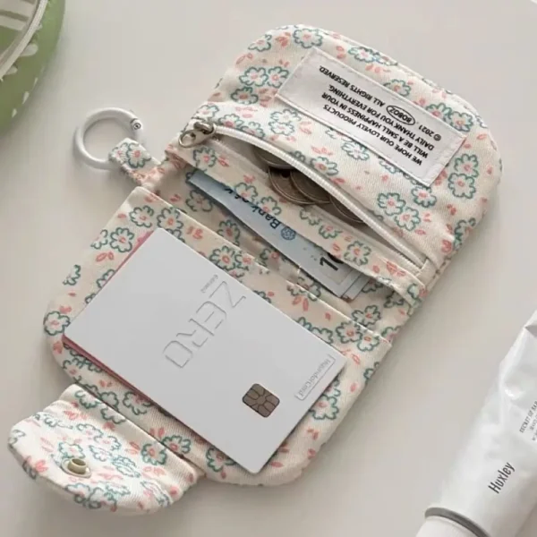 Cute Student Coin Purse Card Simplicity Floral Card Holder Portable Cute Small Storage Bag Wallet - Image 5