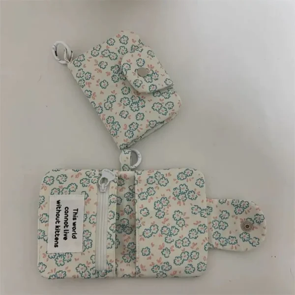 Cute Student Coin Purse Card Simplicity Floral Card Holder Portable Cute Small Storage Bag Wallet - Image 2