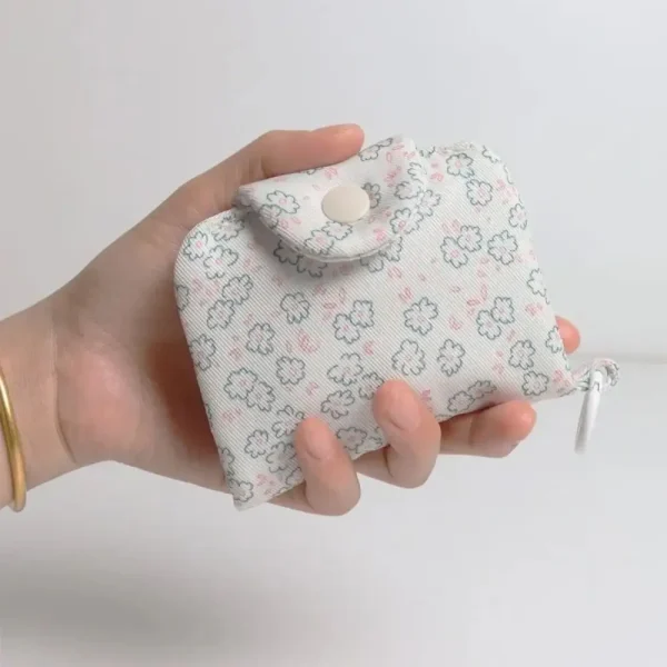 Cute Student Coin Purse Card Simplicity Floral Card Holder Portable Cute Small Storage Bag Wallet
