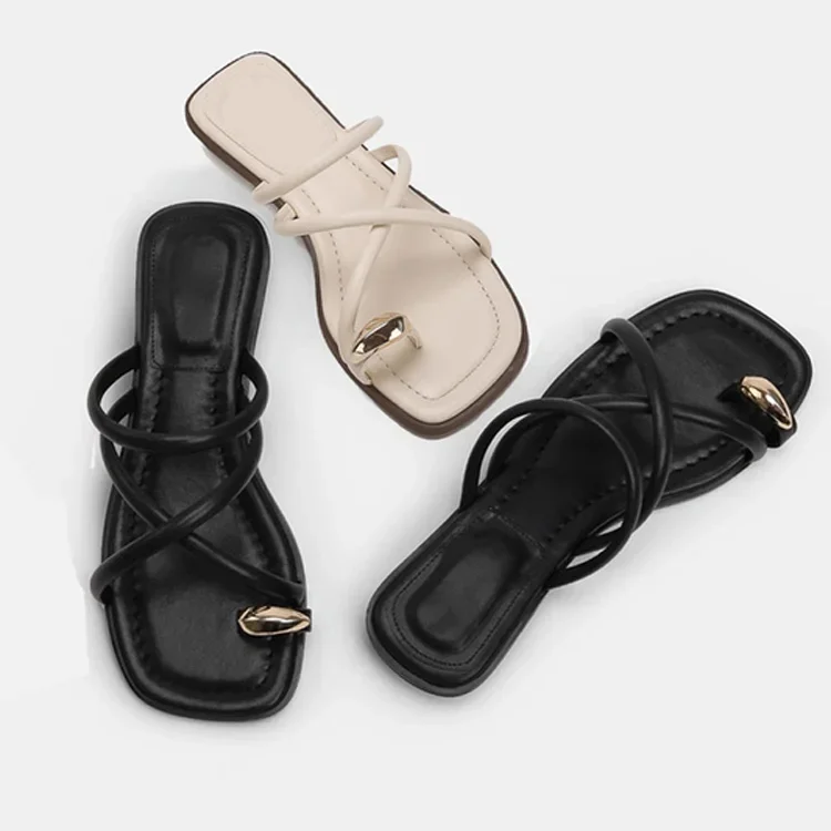Design Comfortable Lightweight Cross Strap Loop Beach Style Slide Sandals - Image 7