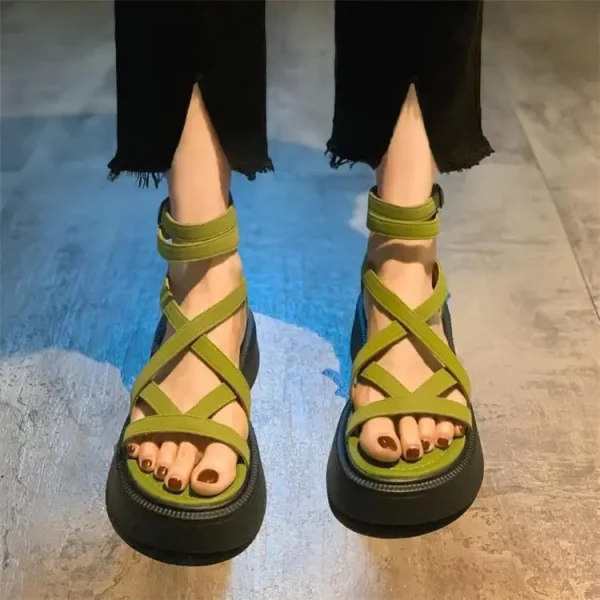 Designer Roman Style Hollow Open Toe Thick Heel Sandals