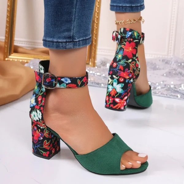 Elegant Ankle Straps Beach Style Chunky High Heels Sandals - Image 13