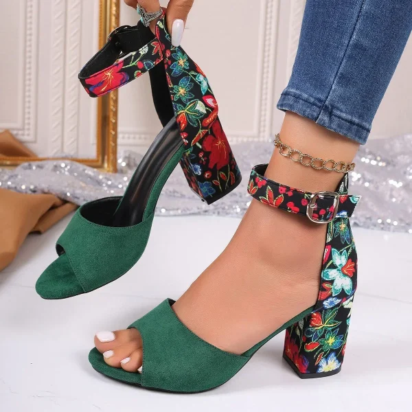 Elegant Ankle Straps Beach Style Chunky High Heels Sandals - Image 11