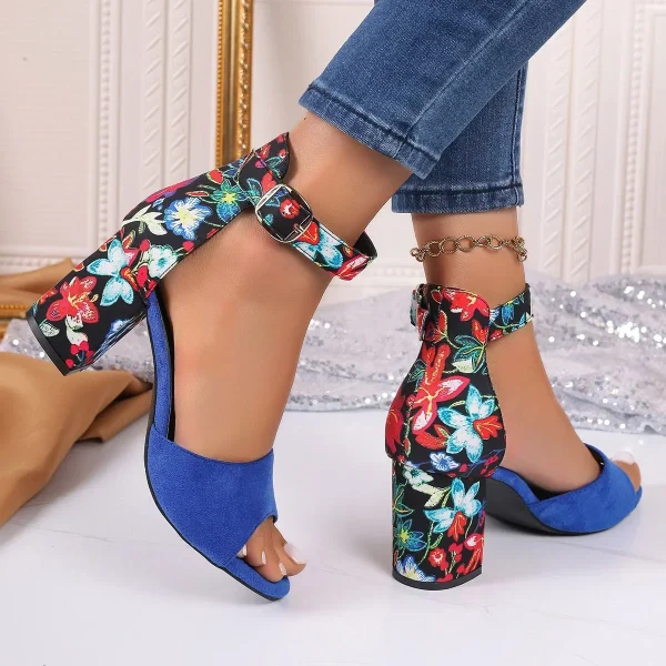 Elegant Ankle Straps Beach Style Chunky High Heels Sandals - Image 5