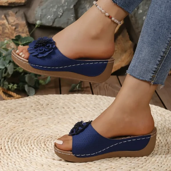 Elegant Concise Appliques Slides Wedge Low Heels Sandals - Image 7