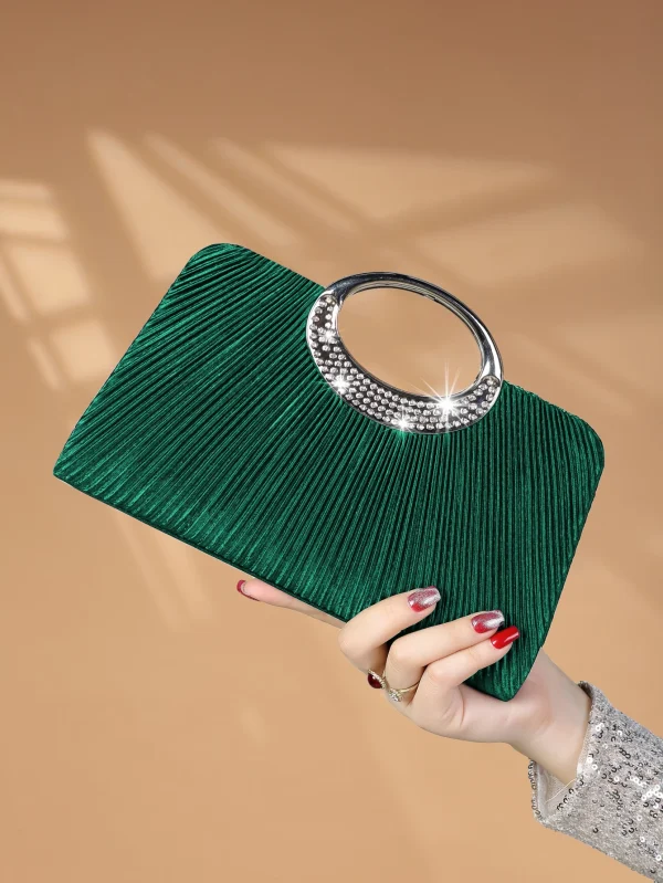 Elegant Design Sparkling Glitter With Simple Crystal Evening Wedding Crossbody Handbag - Image 26