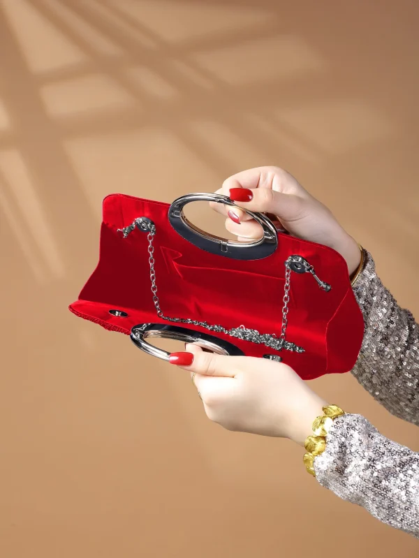 Elegant Design Sparkling Glitter With Simple Crystal Evening Wedding Crossbody Handbag - Image 18