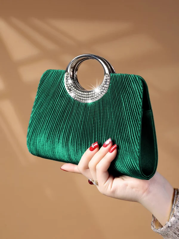Elegant Design Sparkling Glitter With Simple Crystal Evening Wedding Crossbody Handbag - Image 25