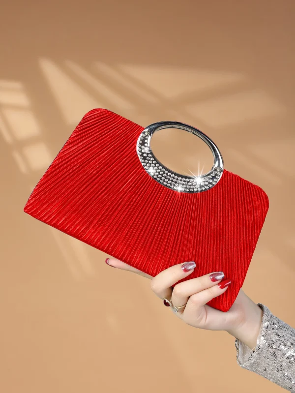 Elegant Design Sparkling Glitter With Simple Crystal Evening Wedding Crossbody Handbag