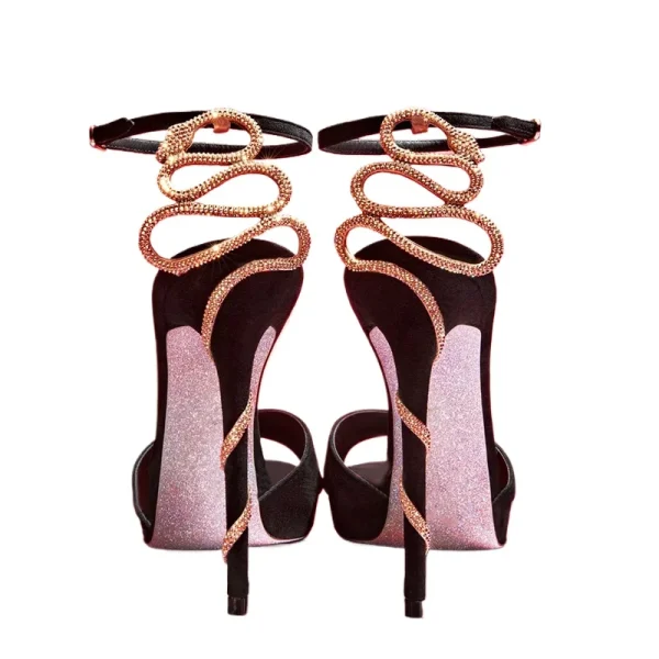Elegant One Line with Open Toe Stiletto High Heels Sandals - Image 5