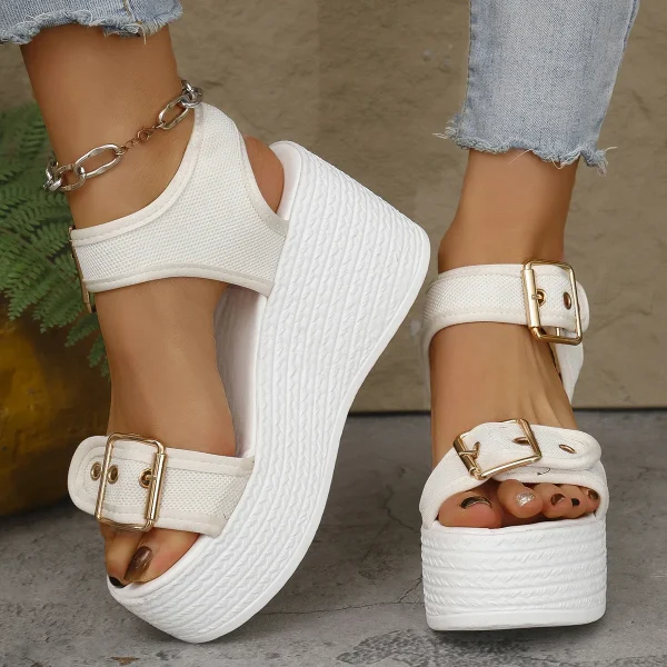 Elegant Open Toe Rome Style Platform Wedge High Heel Sandals - Image 25