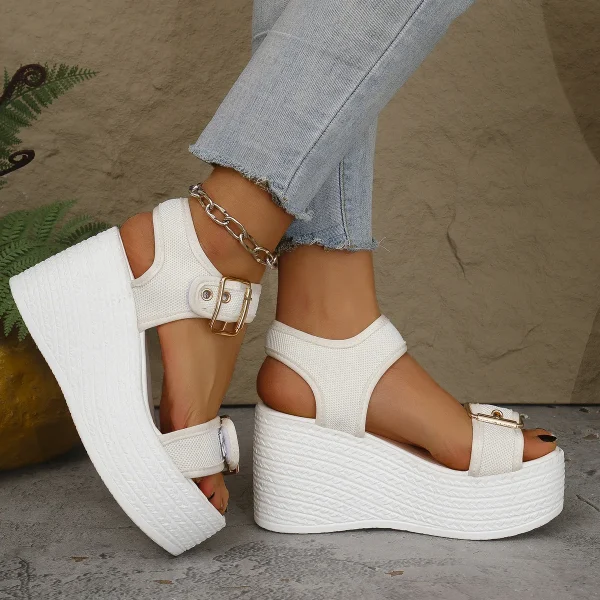 Elegant Open Toe Rome Style Platform Wedge High Heel Sandals - Image 20