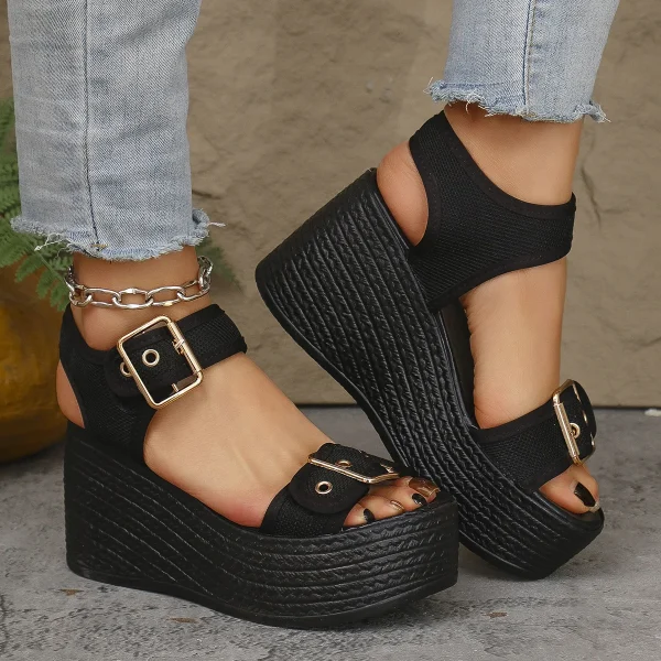 Elegant Open Toe Rome Style Platform Wedge High Heel Sandals - Image 14