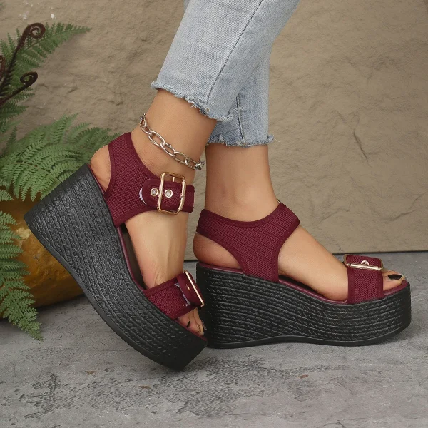 Elegant Open Toe Rome Style Platform Wedge High Heel Sandals - Image 10