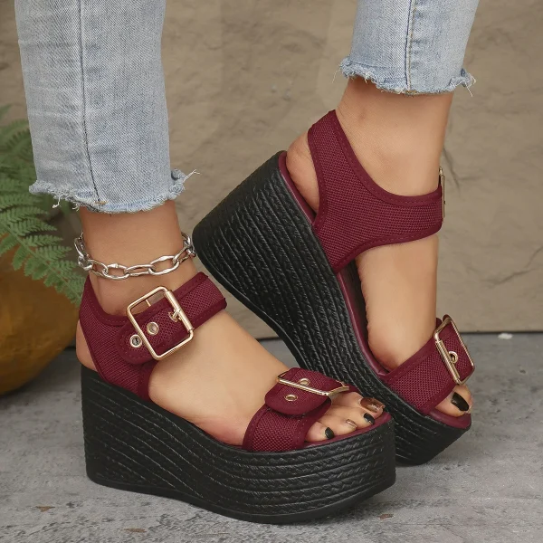 Elegant Open Toe Rome Style Platform Wedge High Heel Sandals - Image 9