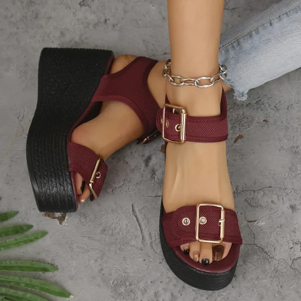 Elegant Open Toe Rome Style Platform Wedge High Heel Sandals - Image 8