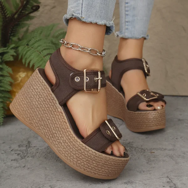 Elegant Open Toe Rome Style Platform Wedge High Heel Sandals - Image 4