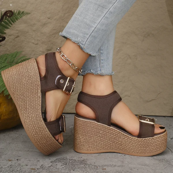 Elegant Open Toe Rome Style Platform Wedge High Heel Sandals - Image 6