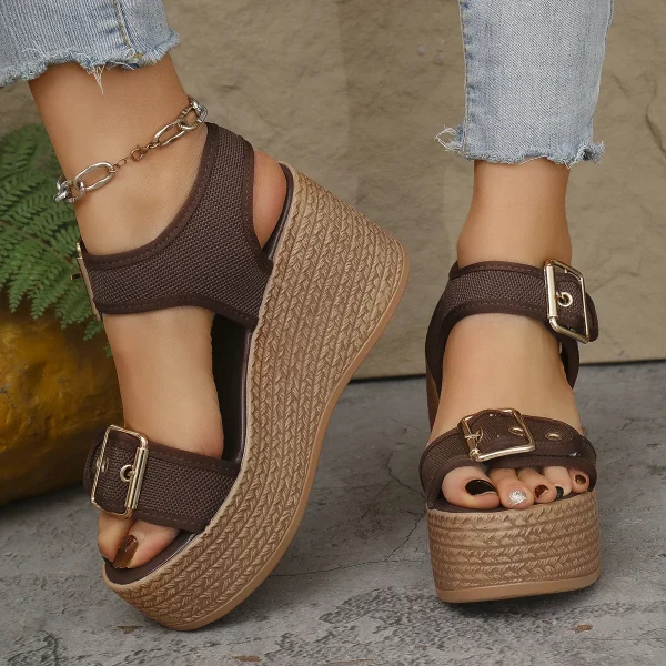 Elegant Open Toe Rome Style Platform Wedge High Heel Sandals - Image 5