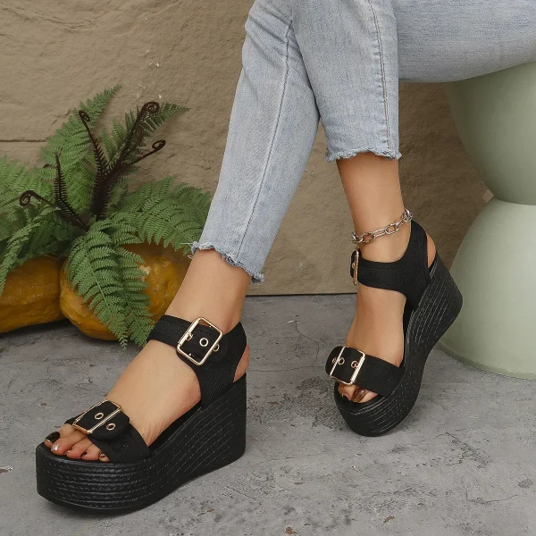 Elegant Open Toe Rome Style Platform Wedge High Heel Sandals - Image 16
