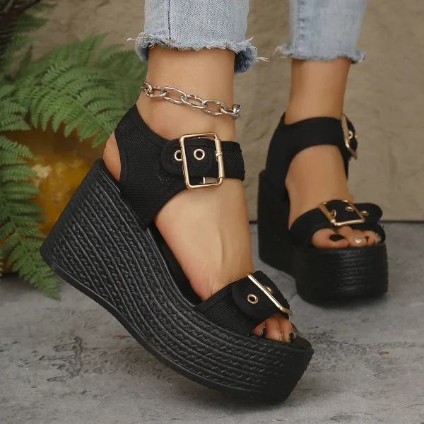 Elegant Open Toe Rome Style Platform Wedge High Heel Sandals - Image 17