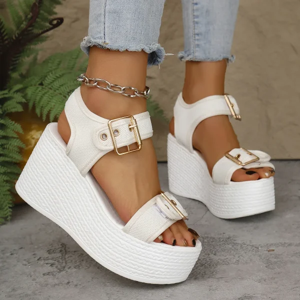Elegant Open Toe Rome Style Platform Wedge High Heel Sandals - Image 24
