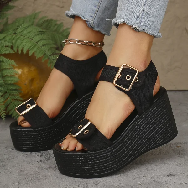 Elegant Open Toe Rome Style Platform Wedge High Heel Sandals - Image 18