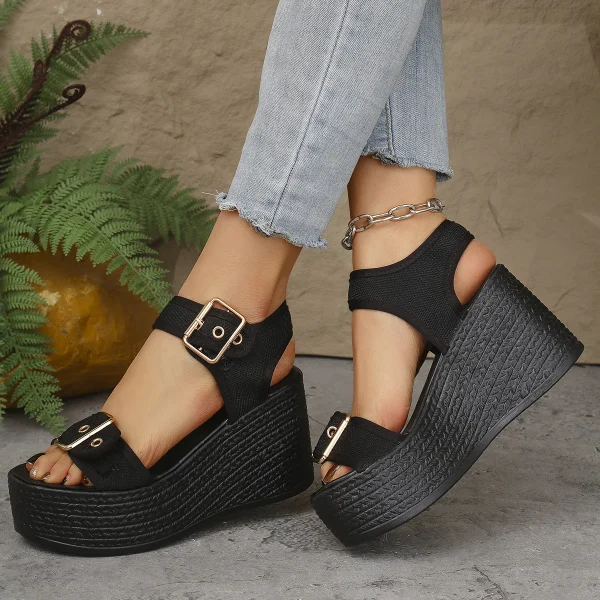 Elegant Open Toe Rome Style Platform Wedge High Heel Sandals - Image 15