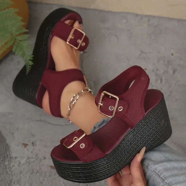 Elegant Open Toe Rome Style Platform Wedge High Heel Sandals - Image 12