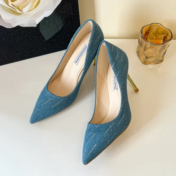 Elegant Pointed Stiletto Slip-On Super High Heels Pumps - Image 4