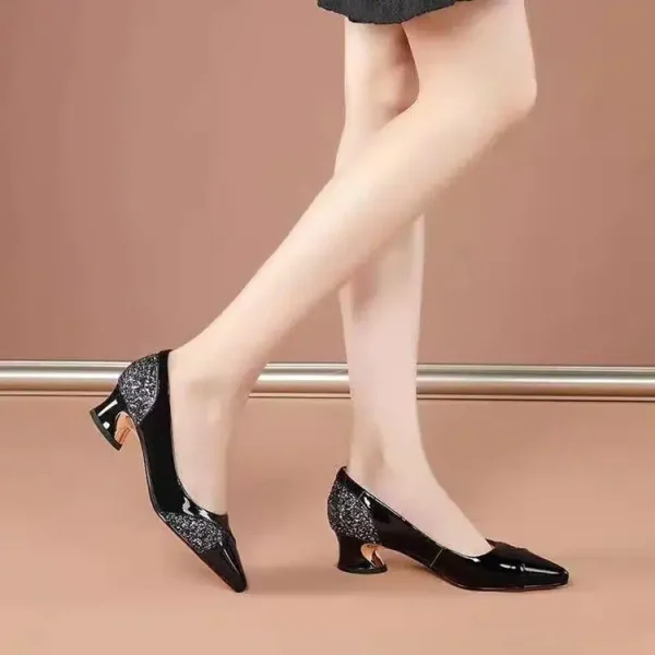 Elegant Pointed Toe Shallow Slip-On Evening Party High Heels Pumps - Image 5