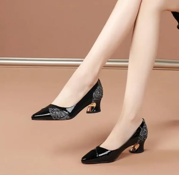 Elegant Pointed Toe Shallow Slip-On Evening Party High Heels Pumps - Image 4