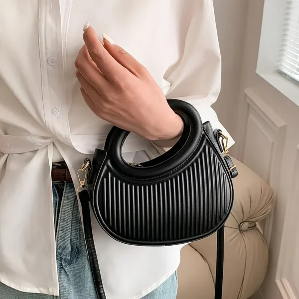Elegant Sequined Synthetic Leather Chic Stripe Design Versatile Shoulder Crossbody Bags - Image 15