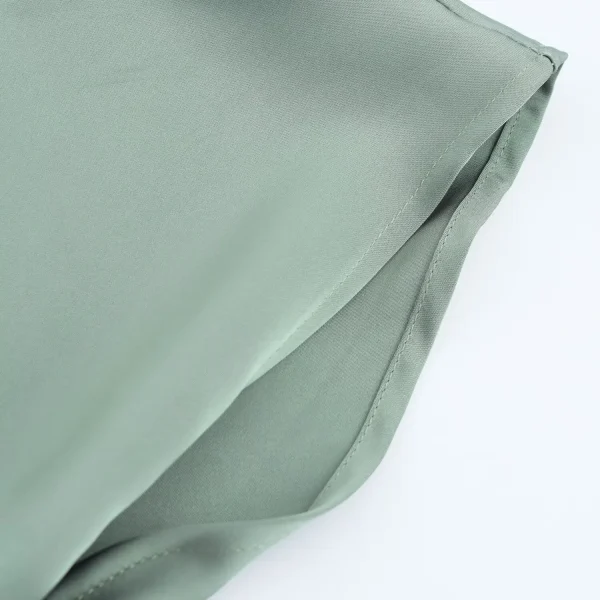 Elegant Solid Satin Zipper Synthetic fiber V Neck Short Sleeve Midi Dress - Image 9