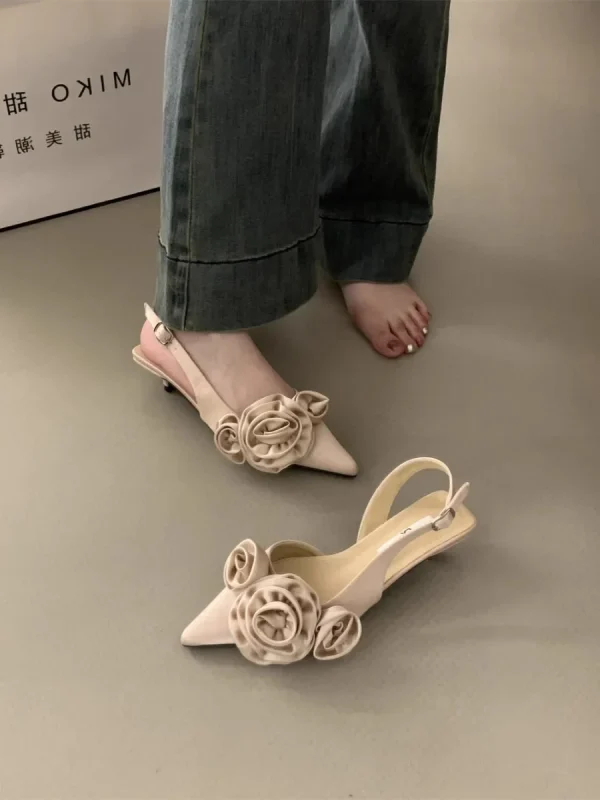 Elegant Sweet Rose Style Pointed Toe High Heeled Sandals
