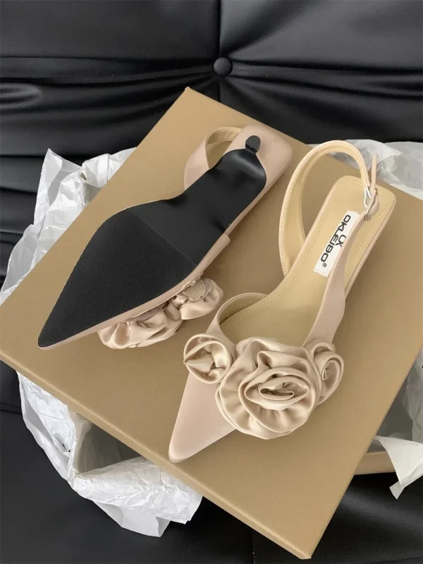 Elegant Sweet Rose Style Pointed Toe High Heeled Sandals - Image 2