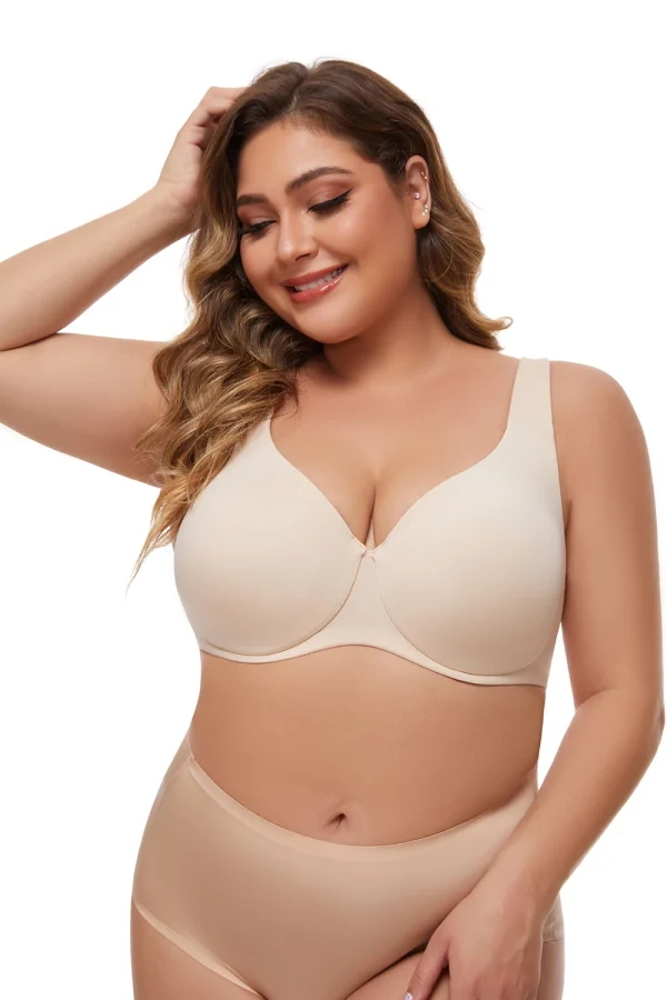 Full Coverage Seamless Unlined Unpadded Everyday Support Comfort Plus Size Underwire Bra - Image 2