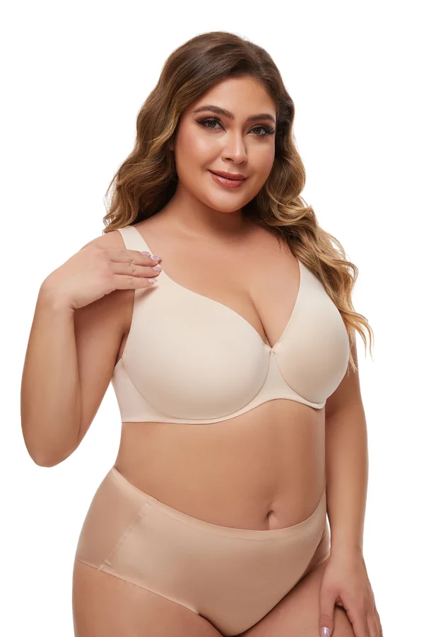 Full Coverage Seamless Unlined Unpadded Everyday Support Comfort Plus Size Underwire Bra - Image 3