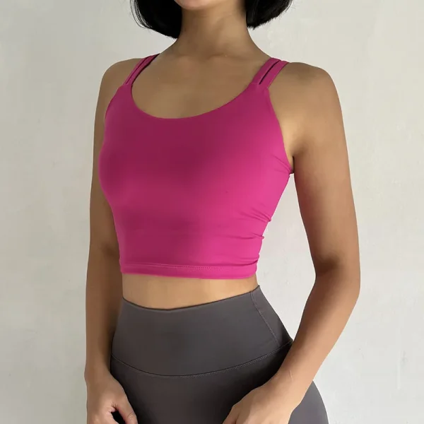 Lingerie Push Up Fixed Pad Back knotted Underwear Running Vest Gym Tops