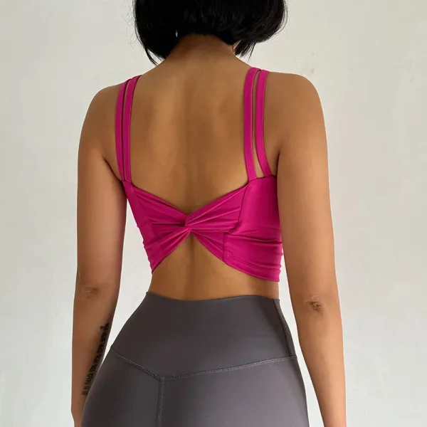 Lingerie Push Up Fixed Pad Back knotted Underwear Running Vest Gym Tops - Image 3